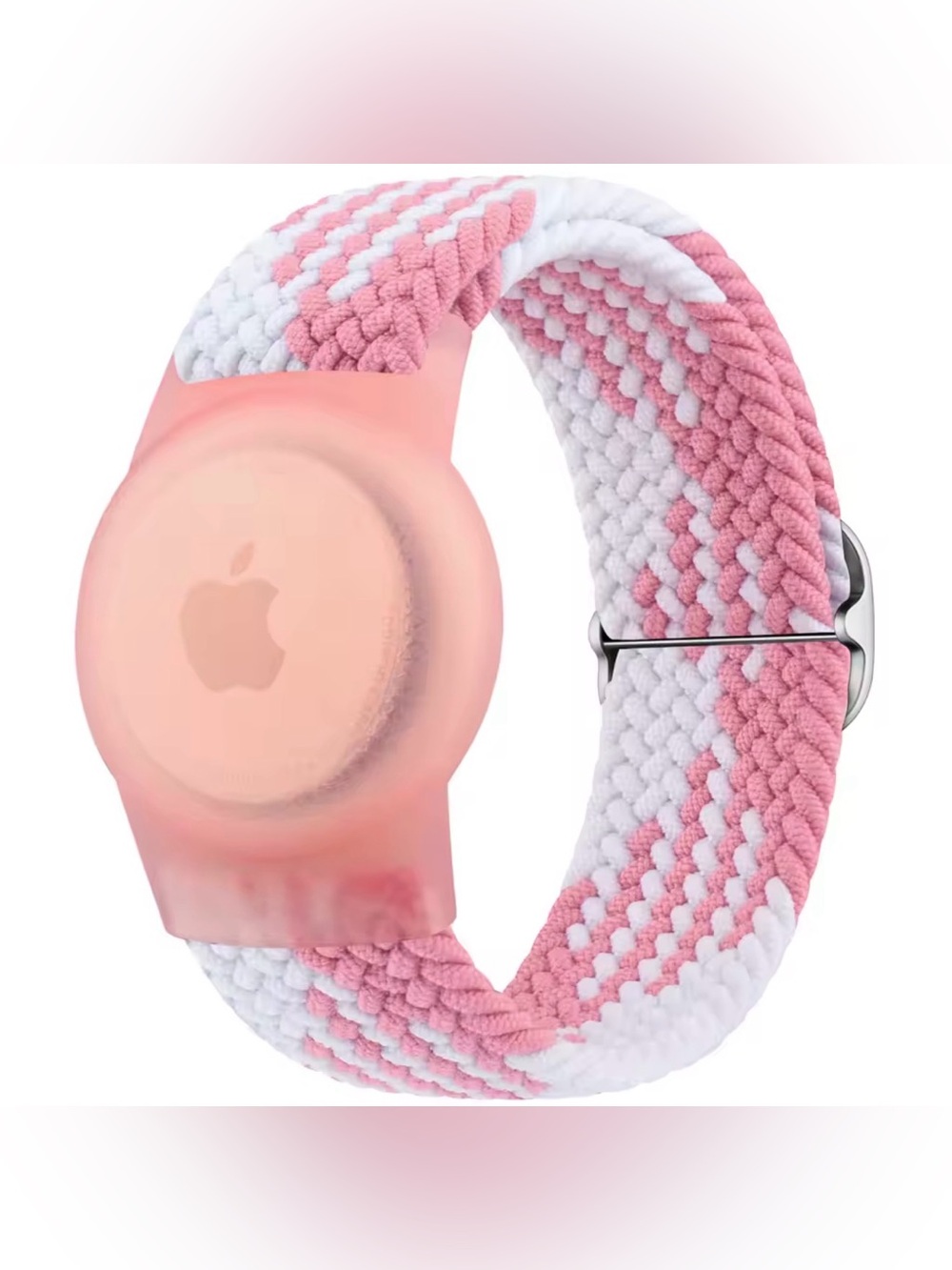 Pink & White Braided Solo Loop Watch Band for airtag kids New